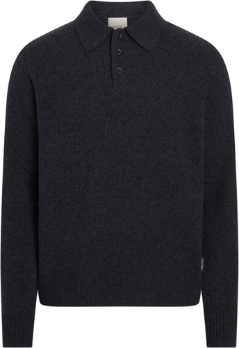 Calvin Klein LUXURY WOOL LS POLO Black - Supermen.dk