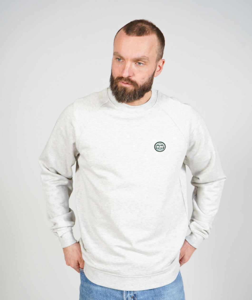 ELSK GLOBE MEN'S TVÆRS CREWNECK SNOW MELANGE - Supermen.dk