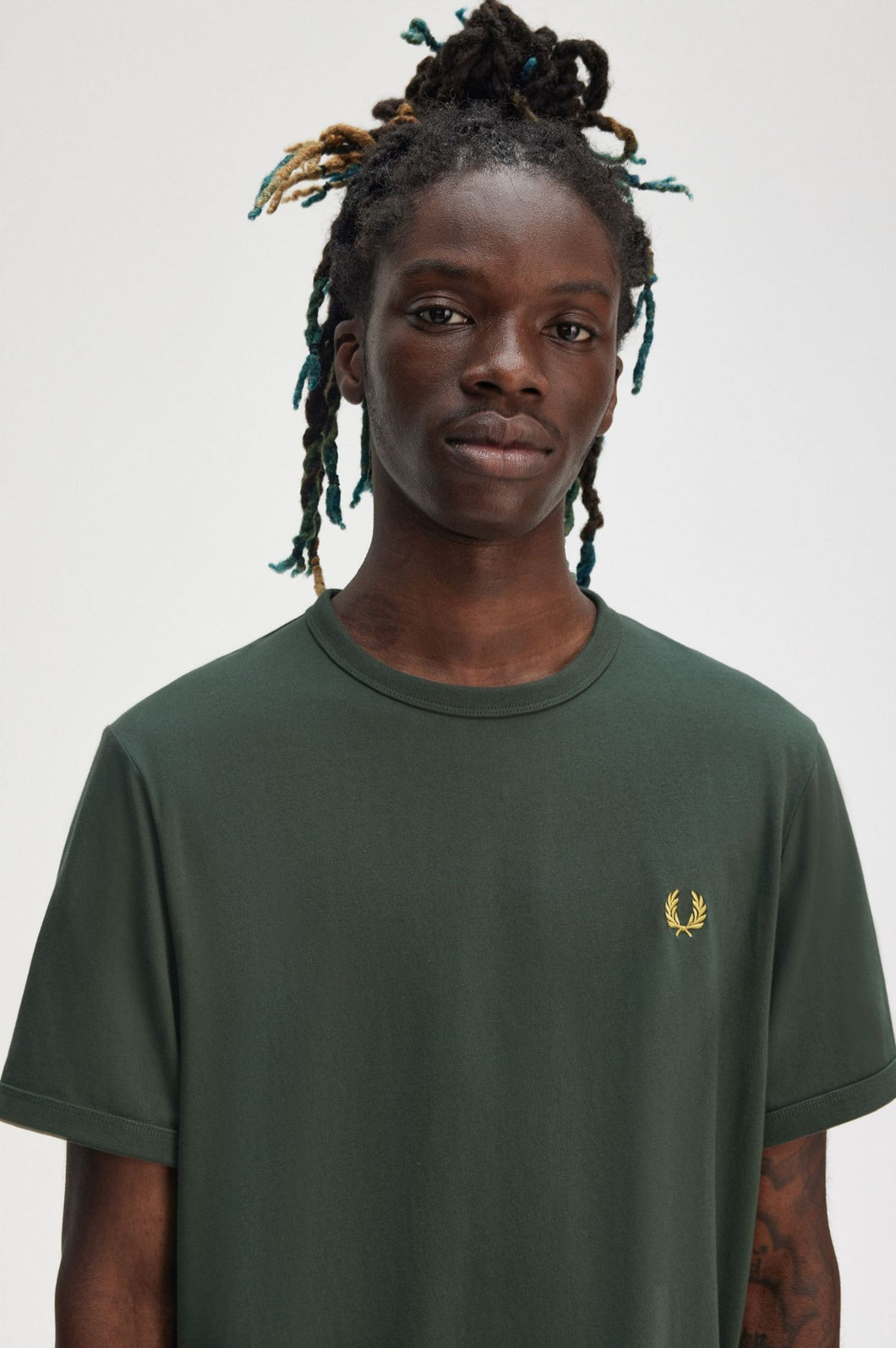 Fred Perry M3519 Ringer T-Shirt Courtgreen - Supermen.dk