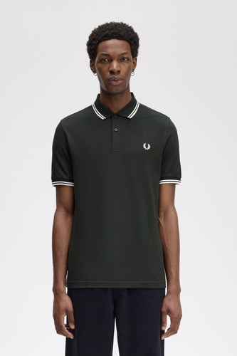 Fred Perry M3600 Night Green / Snow White / Snow White - Supermen.dk